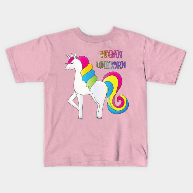 Vegan Unicorn Kids T-Shirt by sparklefruit